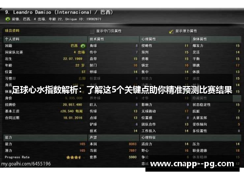 足球心水指数解析:了解这5个关键点助你精准预测比赛结果 足球心水指数解析:了解这5个关键点助你精准预测比赛结果
